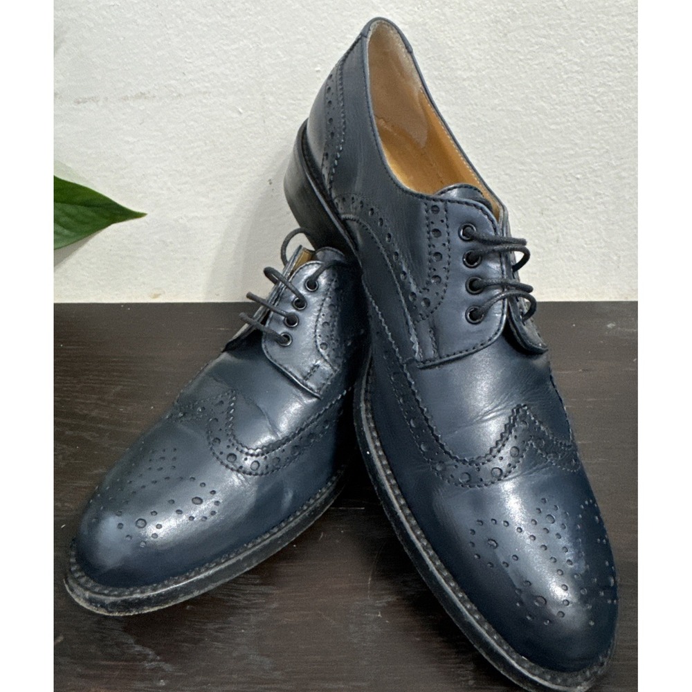 Clif Paris shoes 35.5  Blue Color leather 1" block Heels Made In italy.‎
